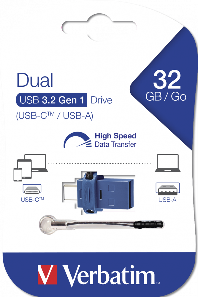 Двухинтерфейсный USB-накопитель USB-C/USB-A 32 ГБ