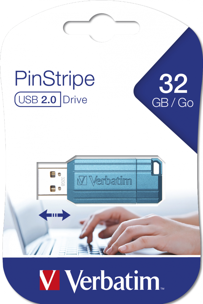 USB-накопитель PinStripe, 32 ГБ лазурный
