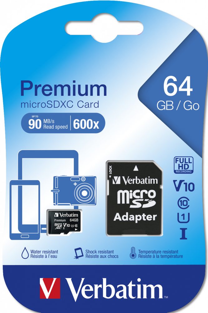 Premium U1 MicroSDXC Card 64GB + adapter