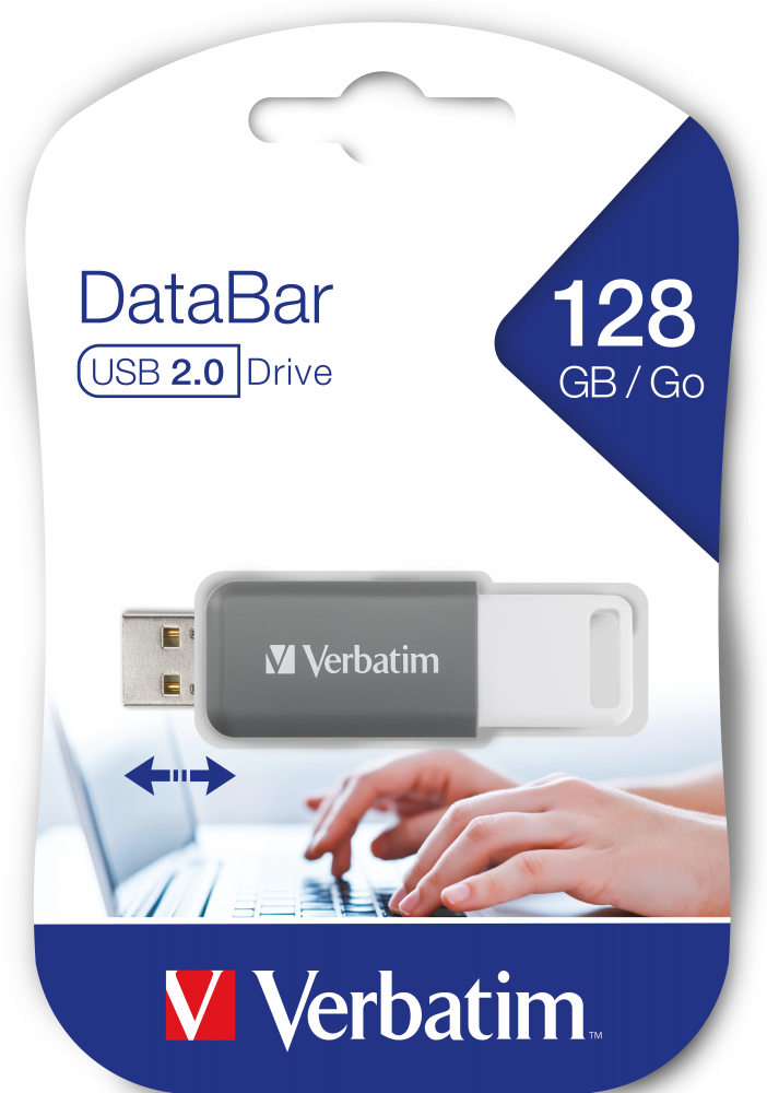 USB-накопитель DataBar емкостью 128 ГБ, серый | Verbatim