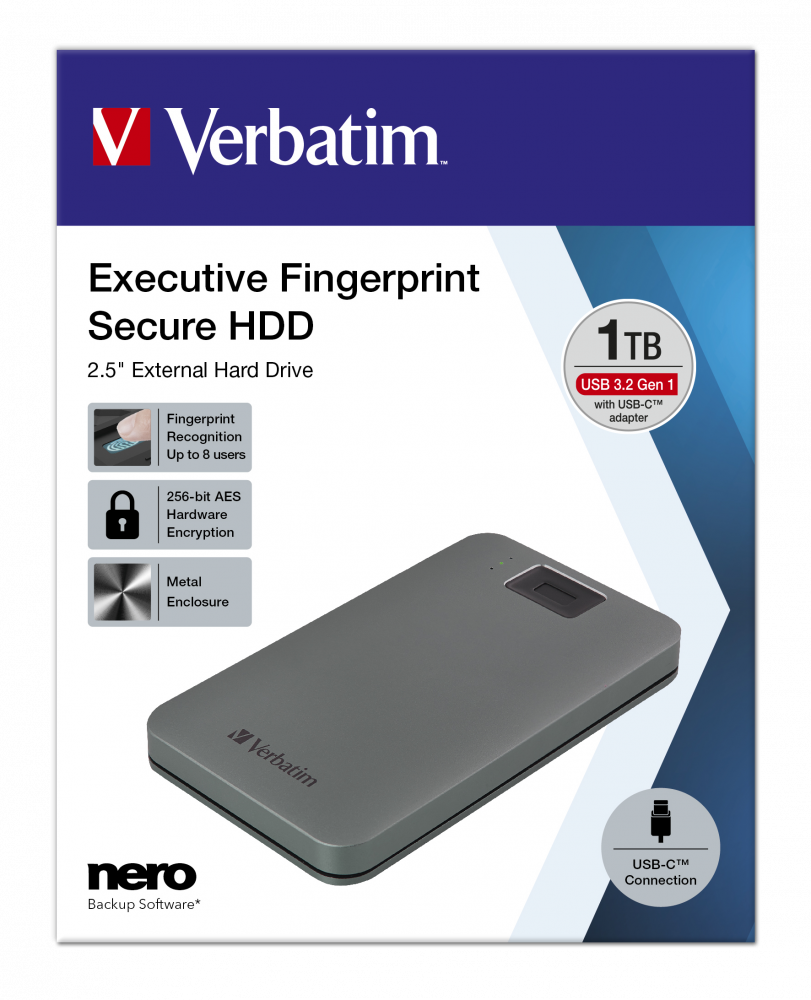 Executive Fingerprint Secure Переносной жесткий диск USB-C емкостью 1 ТБ