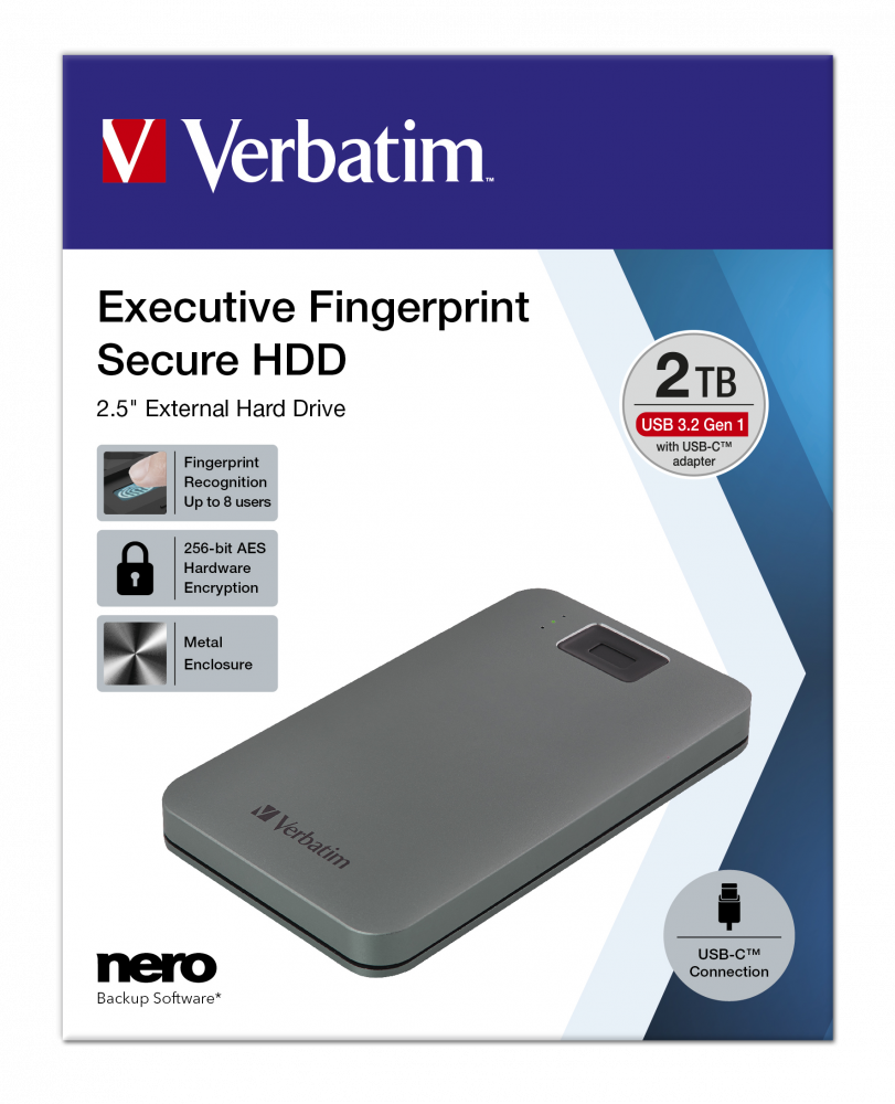 Executive Fingerprint Secure Переносной жесткий диск USB-C емкостью 2 ТБ