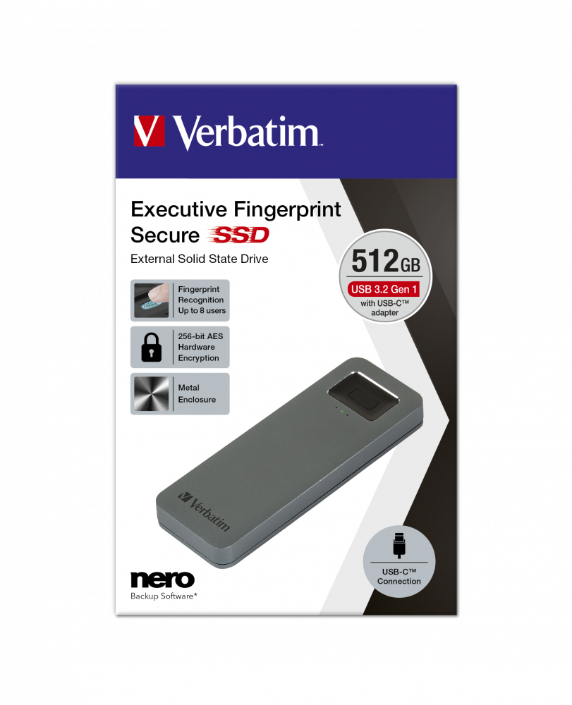 Executive Fingerprint Secure Твердотельный накопитель USB-C емкостью 512 ГБ