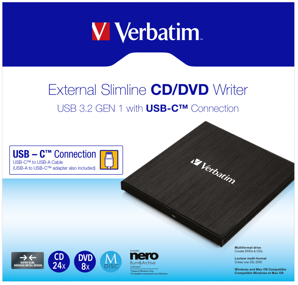 Компактный внешний пишущий привод CD/DVD с разm