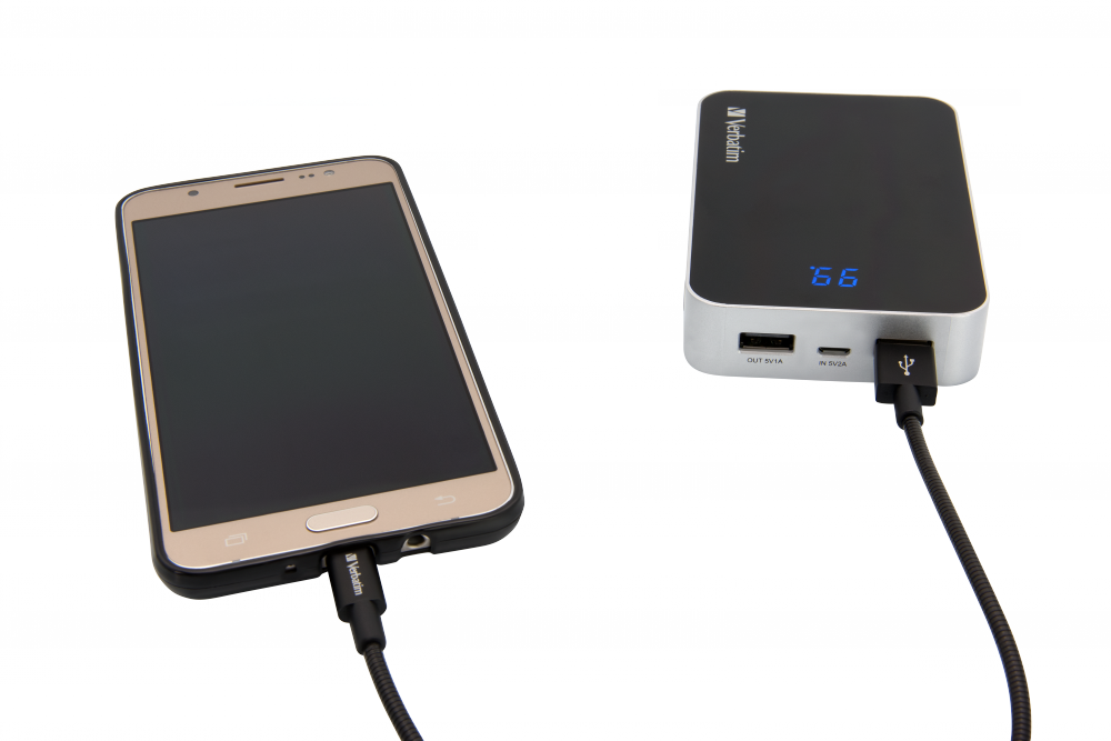 Кабель Verbatim с разъемом micro-USB для синхронизации и подзарядки, 30 см, черный