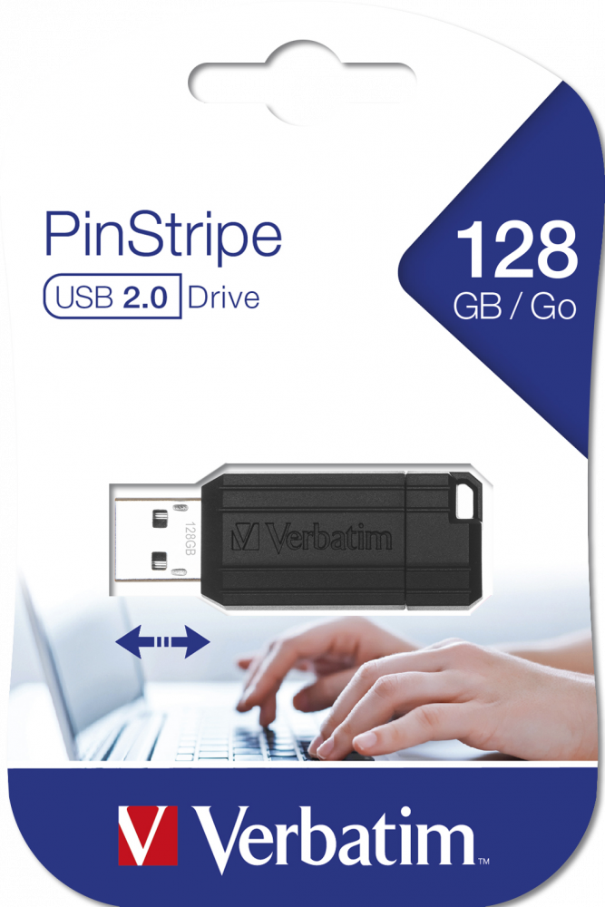 USB-накопитель PinStripe, 128 ГБ черный